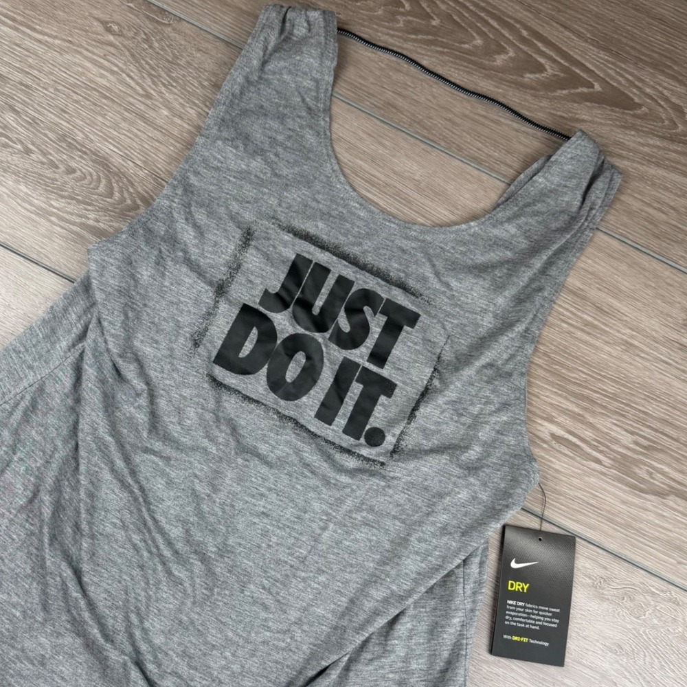 Nike Womens Tank Top Just Do It Graphic Dri-Fit Gray Small New